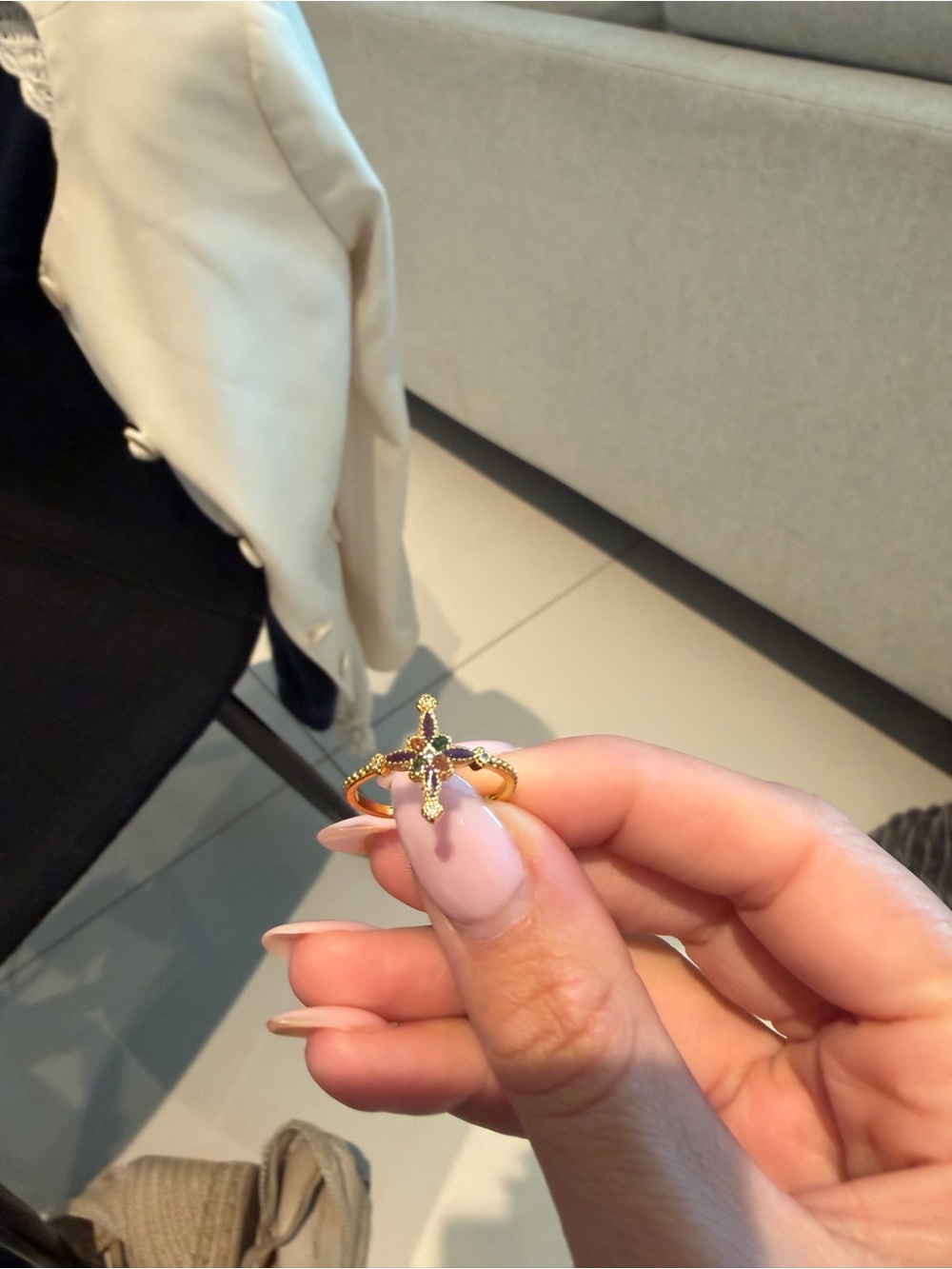 Hong Kong Gold Cross Accent Ring - Women Jewelry